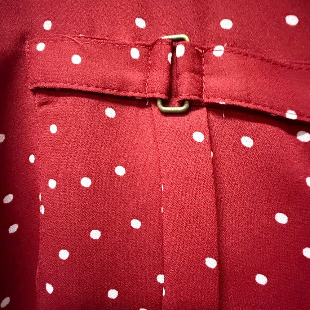 Maurice’s Red Polka Dot Blouse Size Large | Lightweight Chiffon Top - Picture 3 of 4